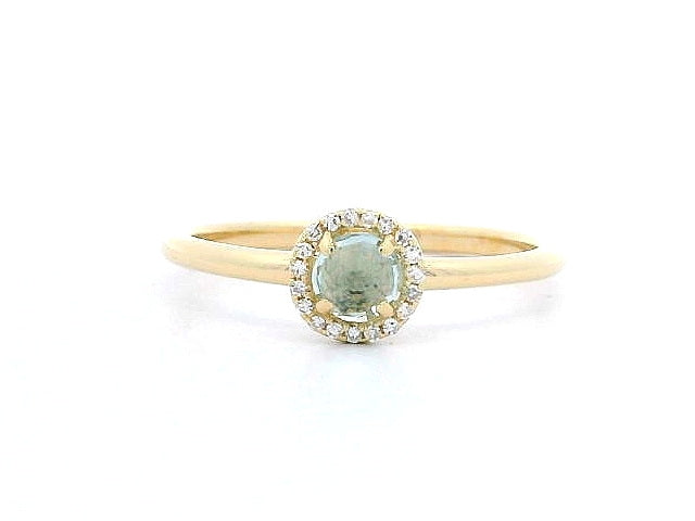 Aquamarine & Diamond Halo Ring