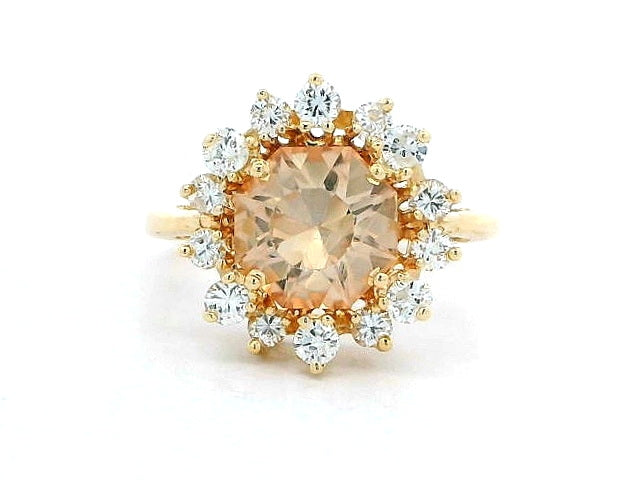Citrine Ring with Diamonds