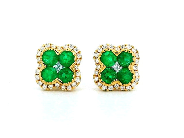 Emerald & Diamond Studs