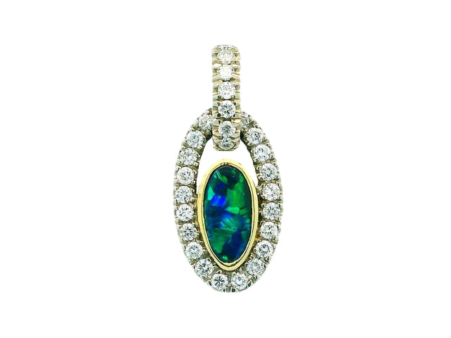 Black Opal & Diamond Pendant