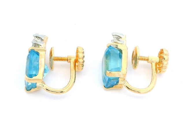 Blue Topaz Clip On Earrings