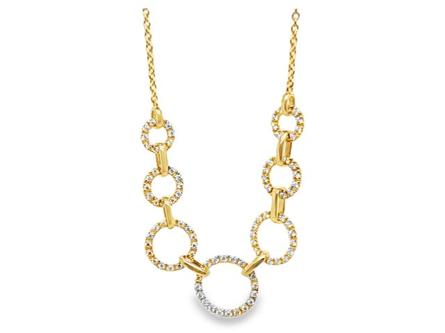 14kt Yellow Gold Natural Diamond Graduated Circle Necklace