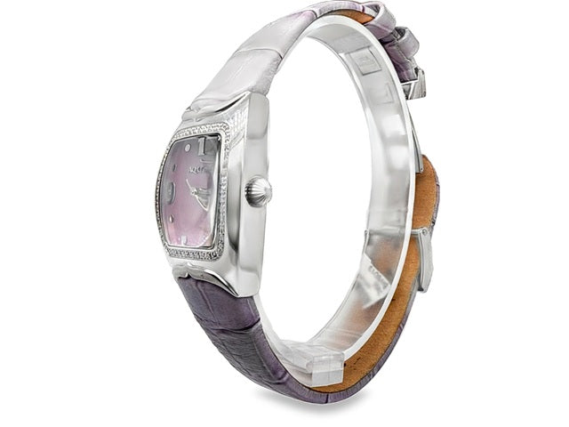 Aquaswiss Ladies’ Diamond Bezel Watch with Purple Dial and Lavender Leather Strap