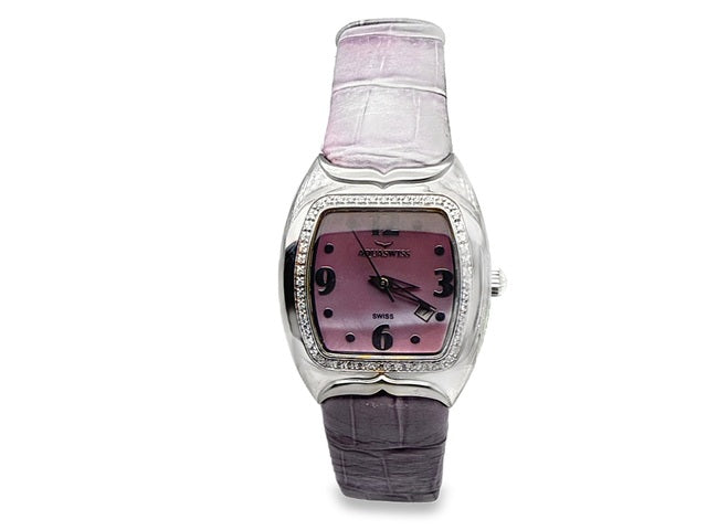 Aquaswiss Ladies’ Diamond Bezel Watch with Purple Dial and Lavender Leather Strap