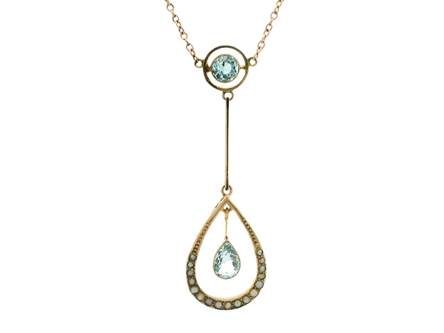 Aquamarine and Pearl Necklace
