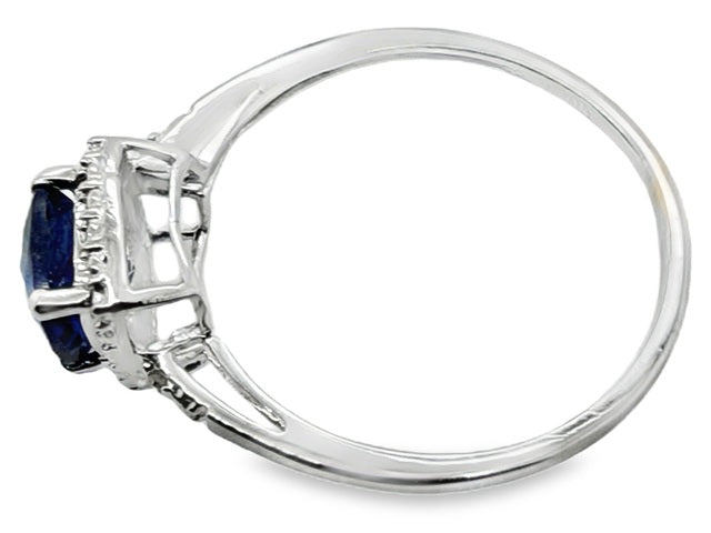 10k White Gold Cushion-Cut Tanzanite Halo Ring
