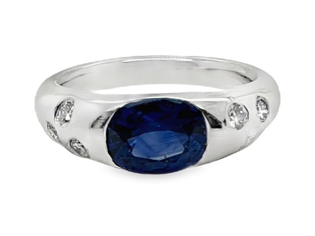 18K White Gold 1.50ct Ceylon Sapphire & Natural Diamond Ring