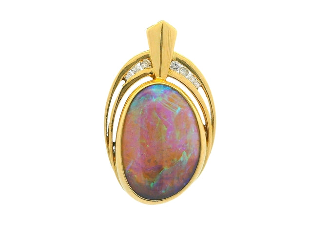 Black Opal and Diamond Pendant