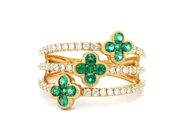 Triple Row Quatrefoil Ring