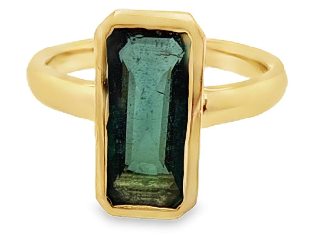 14kt Yellow Gold 2.20ct Green Tourmaline Bezel Ring