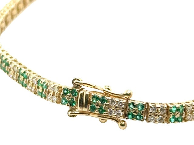 14K Yellow Gold Diamond and Em