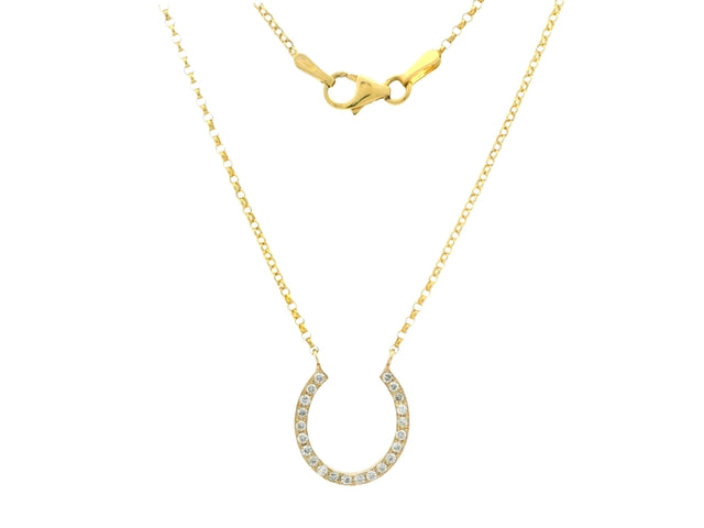 10KY Diamond Horseshoe Necklace