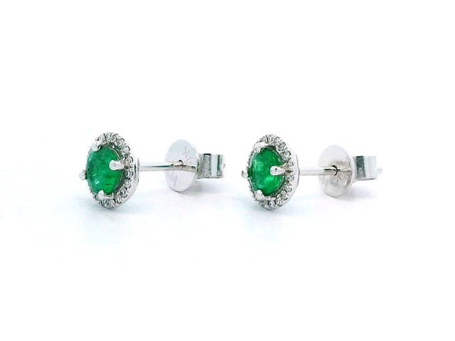 Emerald & Diamond Stud Earrings