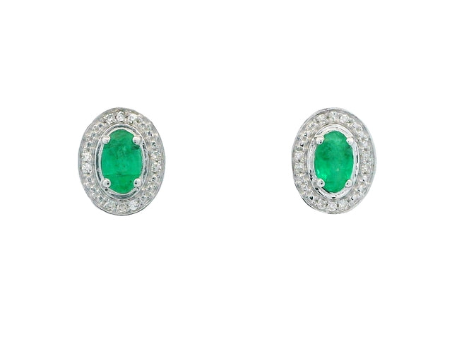 Emerald & Diamond Stud Earrings