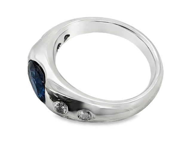 18K White Gold 1.50ct Ceylon Sapphire & Natural Diamond Ring