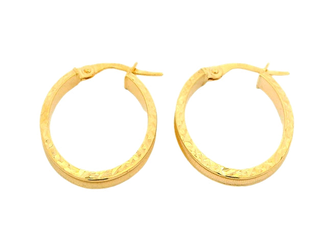 10KT Fancy Oval Hoop Earrings