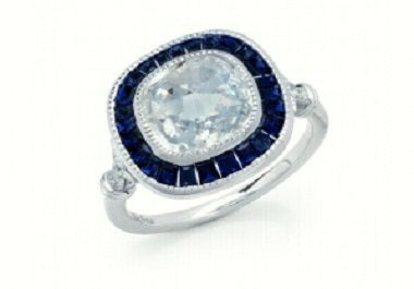 Sapphire Halo Cubic Ring