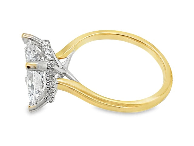 18K Yellow & White Gold 2.58ct Radiant Lab Diamond Ring