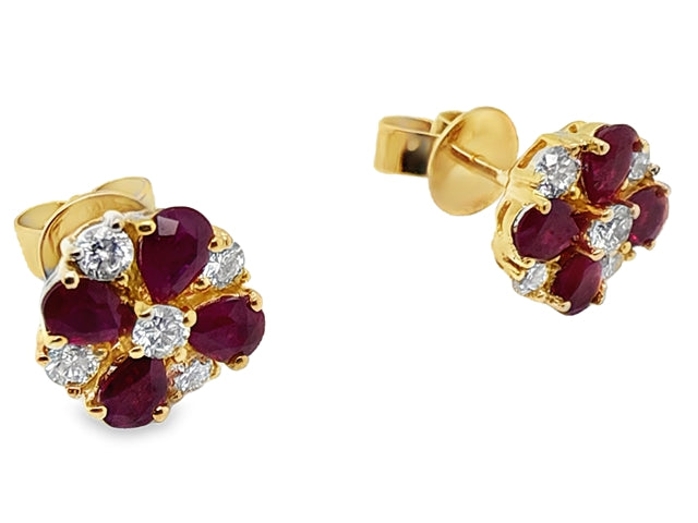 14KT Ruby & Diamond Earrings
