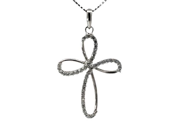 18KT Cross with Cubics
