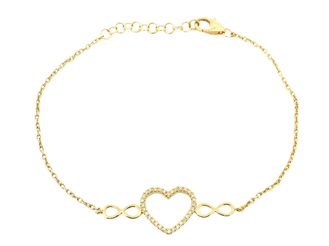 14KT Heart Silhouette Bracelet with Diamonds