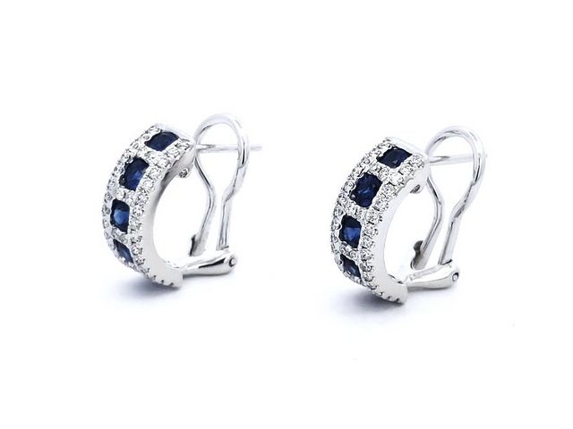 Sapphire & Diamond Omega Back Earrings