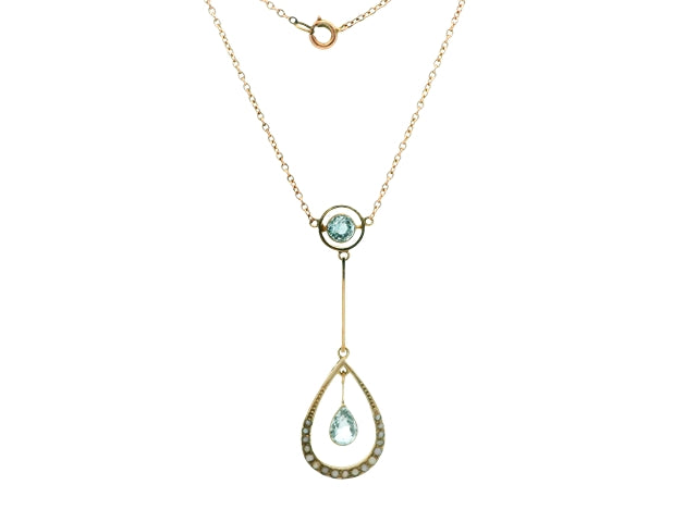 Aquamarine and Pearl Necklace