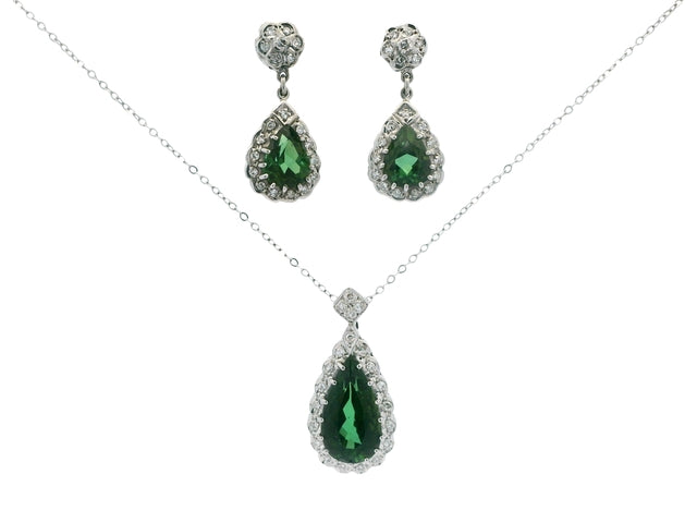 Green Tourmaline Necklace & Earring Set