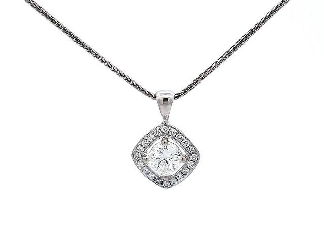 1.22 ct Princess Diamond Pendant and Chain