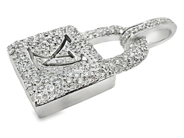 14kt White Gold Natural Diamond Padlock Pendant