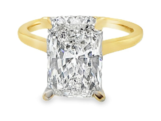 18K Yellow & White Gold 2.58ct Radiant Lab Diamond Ring