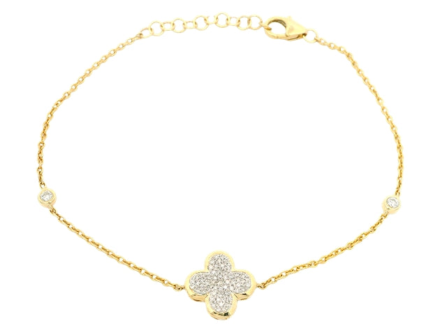 14KT Quatrefoil Bracelet with Diamonds