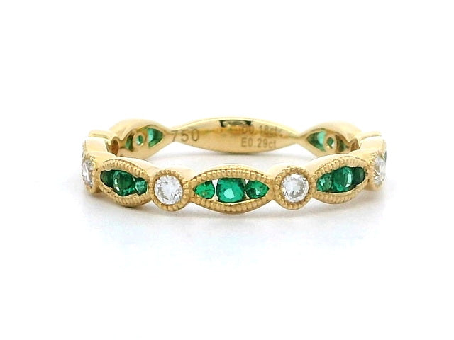 18KT Emerald and Diamond Band