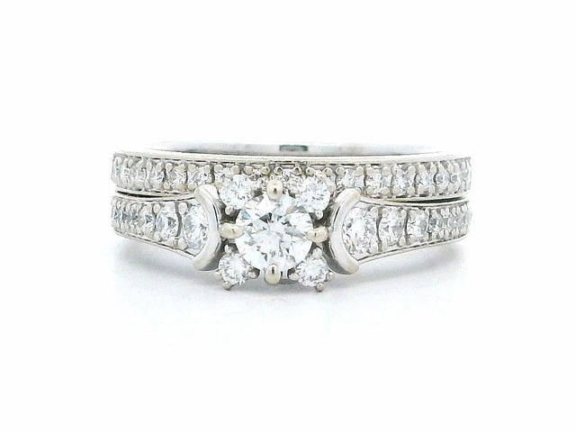 14KT Diamond Engagement Ring and Matching Wedding Band