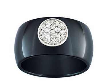 Black Ceramic & Silver Ring