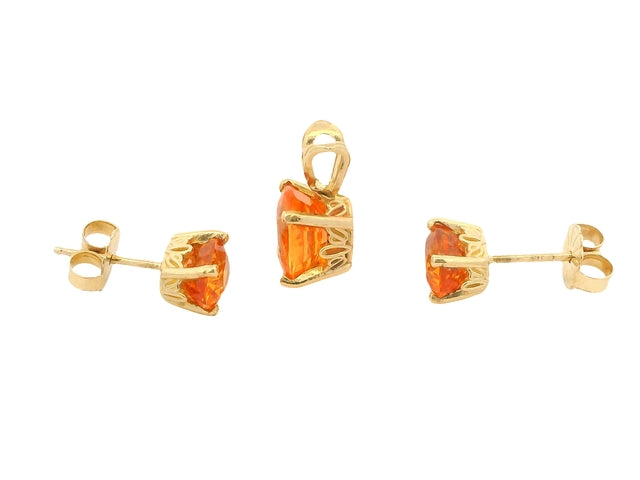 Spessartite Pendant And Earring Set