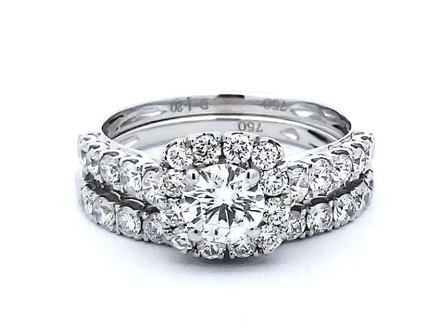 Halo Engagement Ring & Band