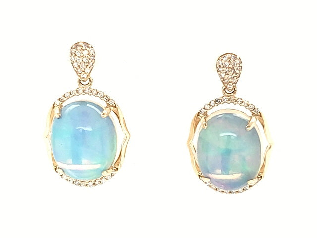 Lady's Drop Oval Opals and Dia