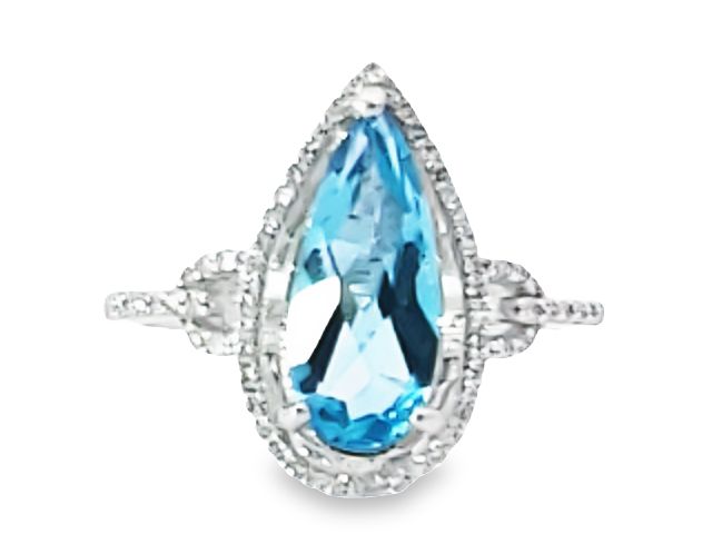 Pear Blue Topaz Ring