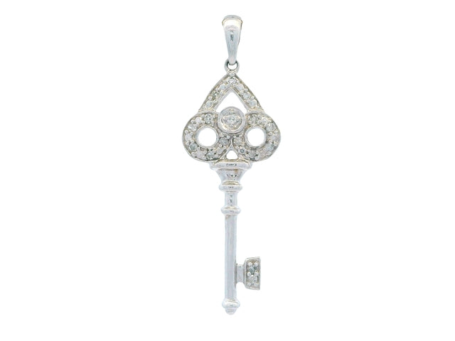 10KT Diamond Key Pendant