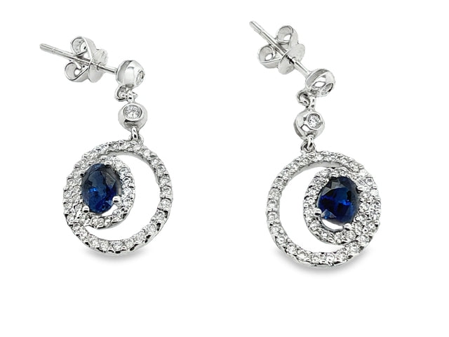 Blue Sapphire & Diamond Earrings