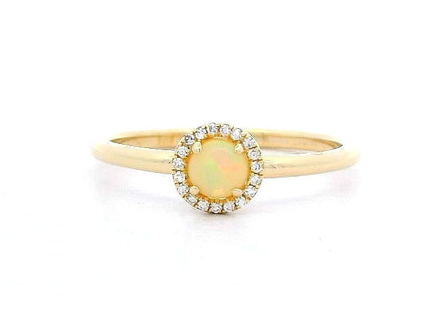 Opal & Diamond Halo Ring