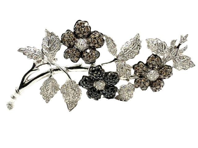 18KT Diamond Floral Brooch