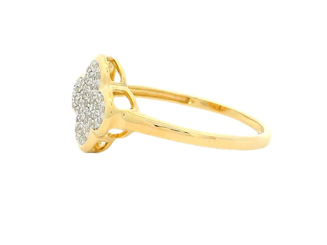 14KT Quatrefoil Ring with Diamonds