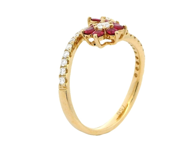Ruby Floral By-Pass Ring