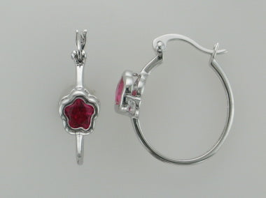 Fuchsia Bflower Hoop Earrings