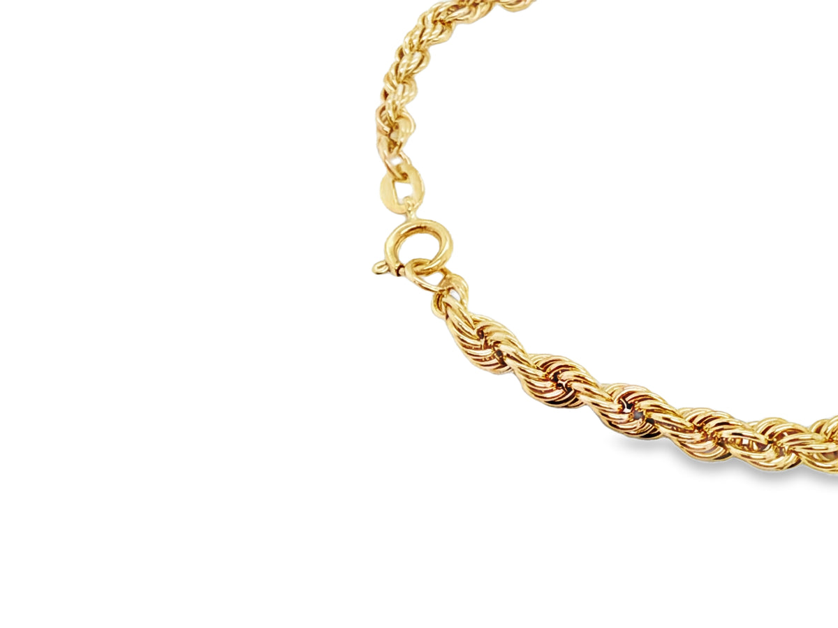 Yellow gold graduated rope chain