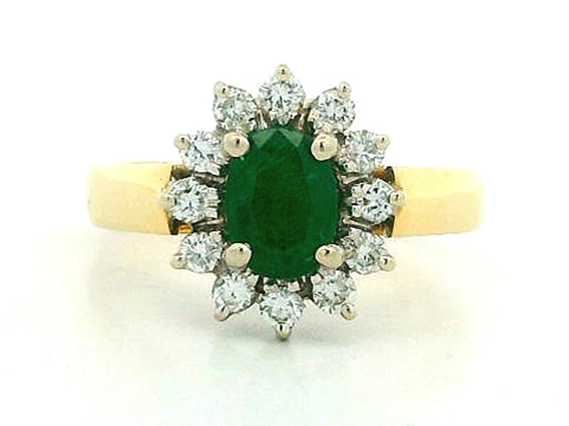 18KT Emerald and Diamond Ring