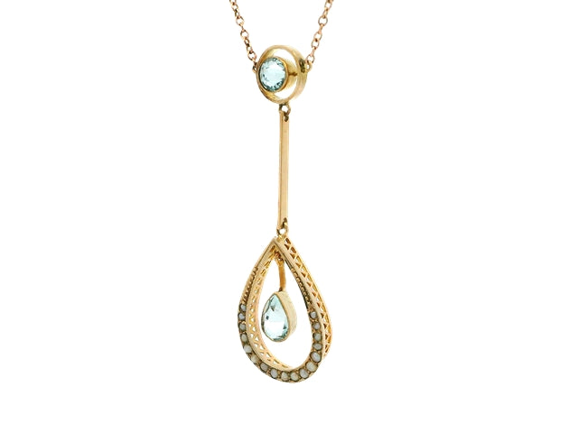 Aquamarine and Pearl Necklace