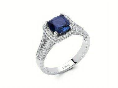 Sapphire & Cubic Halo Ring